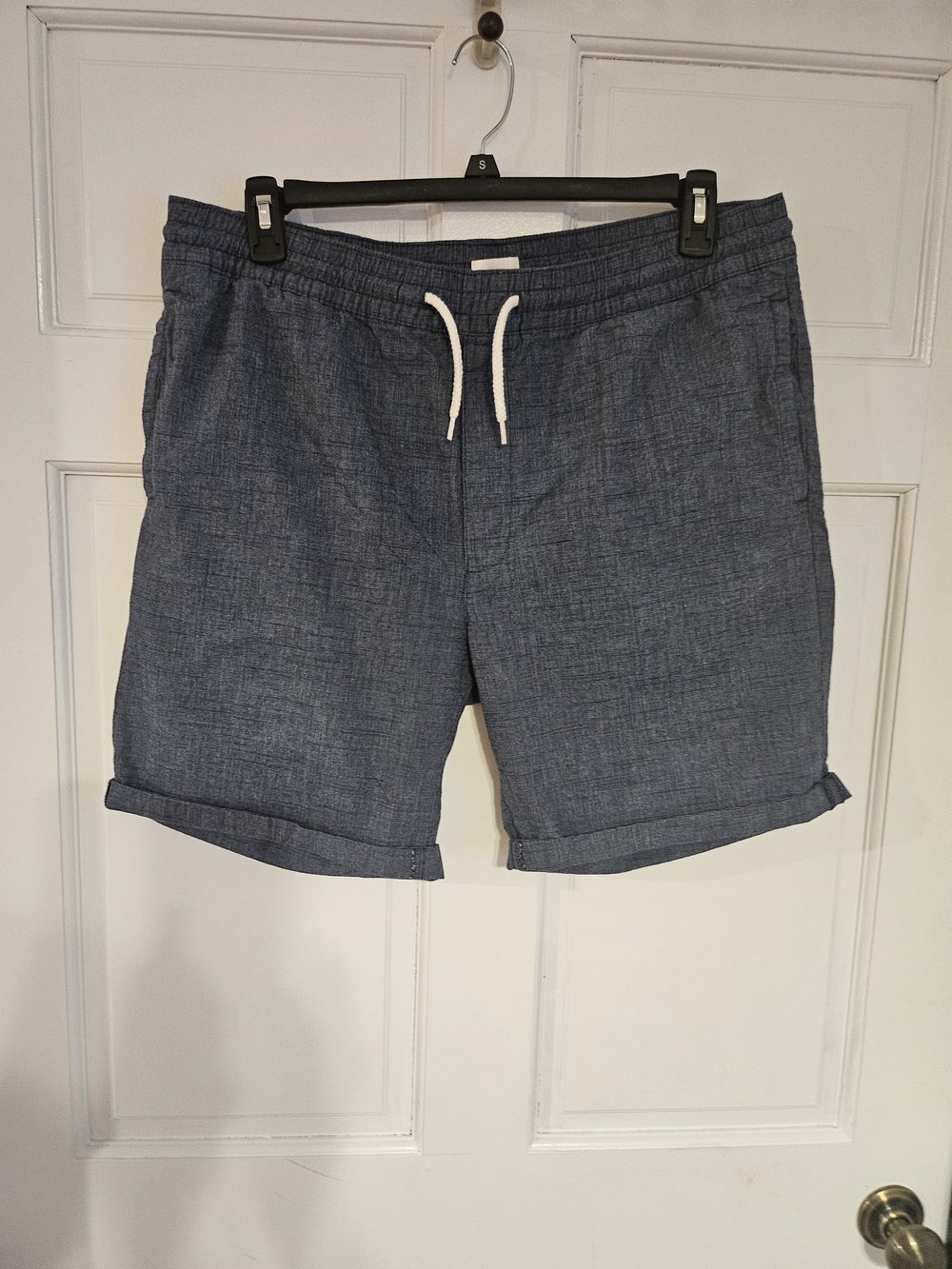 H&M Men's Chambray Drawstring Shorts - Navy Blue